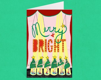 Dancing Christmas Trees Holiday Greeting Card, Christmas cards boxed, Hand drawn Christmas Art, Funny Holiday Card, Christmas card packs