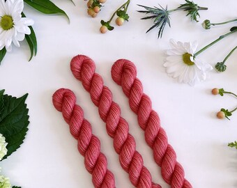 Hand Dyed Mini Skein • Color No. 36 Strawberry • Merino and Nylon Sock Blend • Cute 20g Sock Yarn Mini Skein