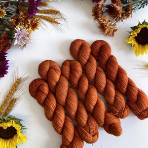Hand Dyed Yarn • Color No. 40 Saffron • Natural Merino/Nylon Blend Yarn  For Knitting or Crochet