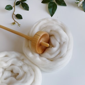 Drop Spindle Spinning Kit • Learn to Spin Yarn • Soft Natural Corriedale Fiber • Make Your Own Yarn!