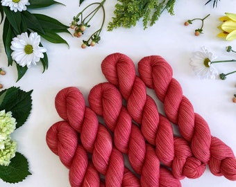 Hand Dyed Yarn • Color No. 36 Strawberry • Natural Merino/Nylon Blend Yarn  For Knitting or Crochet