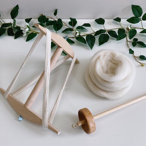 Drop Spindle Kit for Beginner W/ Fiber Top Whorl Wool Yarn Etsy