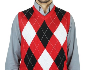 BUTCHER PRODUCTS Argyle Vest サイズ42 Amazon.com: Mens Sleeveless Argyle Sweater Vest V-Neck