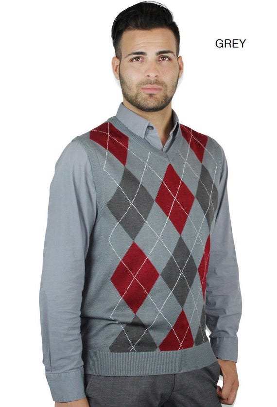 Grey argyle sweater discount