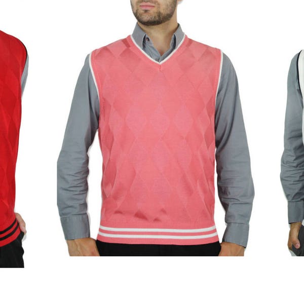 Men's Tone-Tone Argyle Sweater Vest Summer Colors