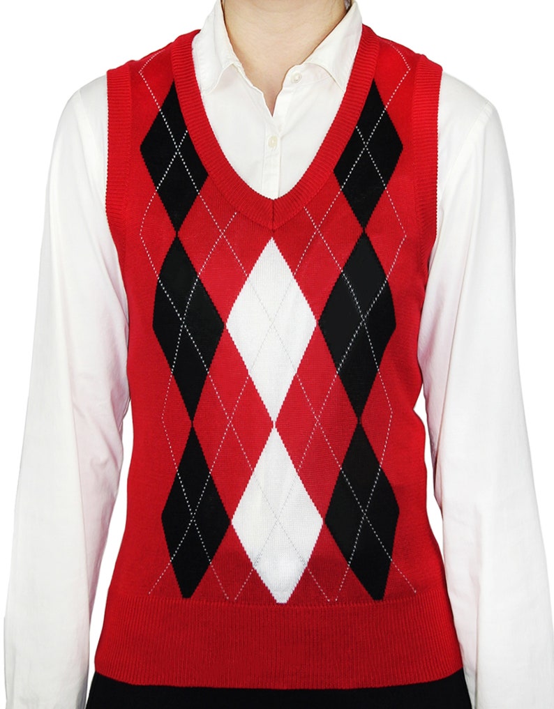 Ladies Argyle Sweater Vest Etsy