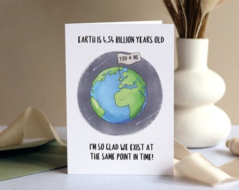 Anniversary Love Card Earth Space Card | Cute Science Galaxy | Nerd Anniversary Card Physics A6 Hand Made