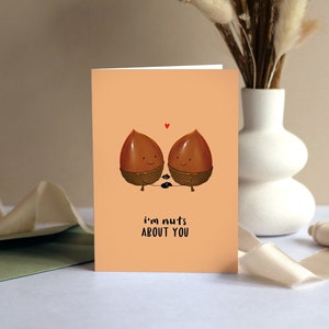 Noci per te biglietto d'amore divertente / carino ghiande biglietto di anniversario di San Valentino / fidanzato fidanzata marito moglie / A6