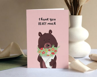 Thank You Cute Card Bear | Cute Funny Pun Card A6