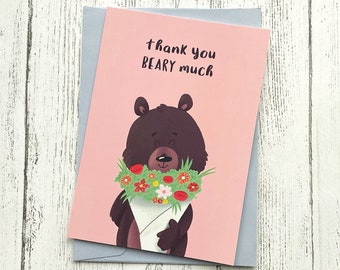 Thank You Cute Card Bear | Cute Funny Pun Card A6