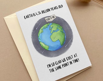 Anniversary Love Card Earth Space Card | Cute Science Galaxy | Nerd Anniversary Card Physics A6 Hand Made
