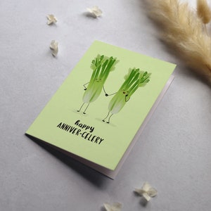 Anniversary Card Celery Cute Funny Pun Love Husband Wife Boyfriend Girlfriend A6 image 3