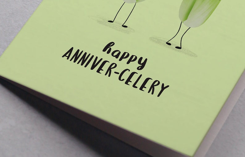 Anniversary Card Celery Cute Funny Pun Love Husband Wife Boyfriend Girlfriend A6 image 6