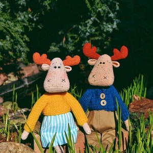 The Moose Couple Crochet Pattern - reindeer crochet pattern - soft toy - plushie pattern - amigurumi patter - reindeer amigurumi pattern