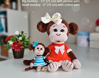 Monkey Amigurumi Monkey pattern Crochet pattern- Stuffed animals- doll-toy-baby shower low-sew pattern cute amigurumi easy pattern