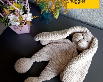 Patrón de crochet para conejito acurrucándose - Juguete de conejito amigurumi - Patrón de crochet sin costura - Peluche de crochet fácil - Apto para principiantes - Crochet para bebés