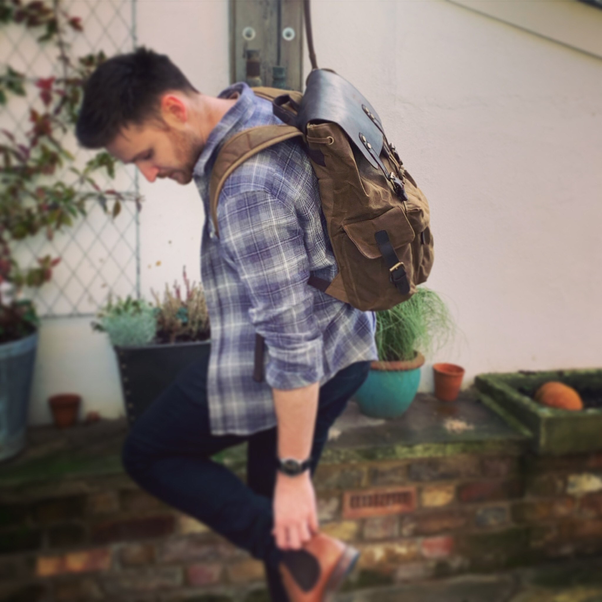 vintage waxed canvas bolsa