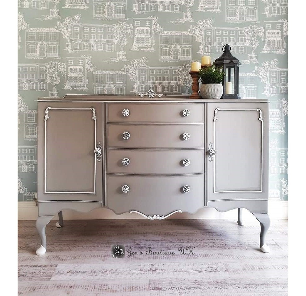 Sideboard. Grey. Vintage Painted Sideboard Antique Buffet Etsy