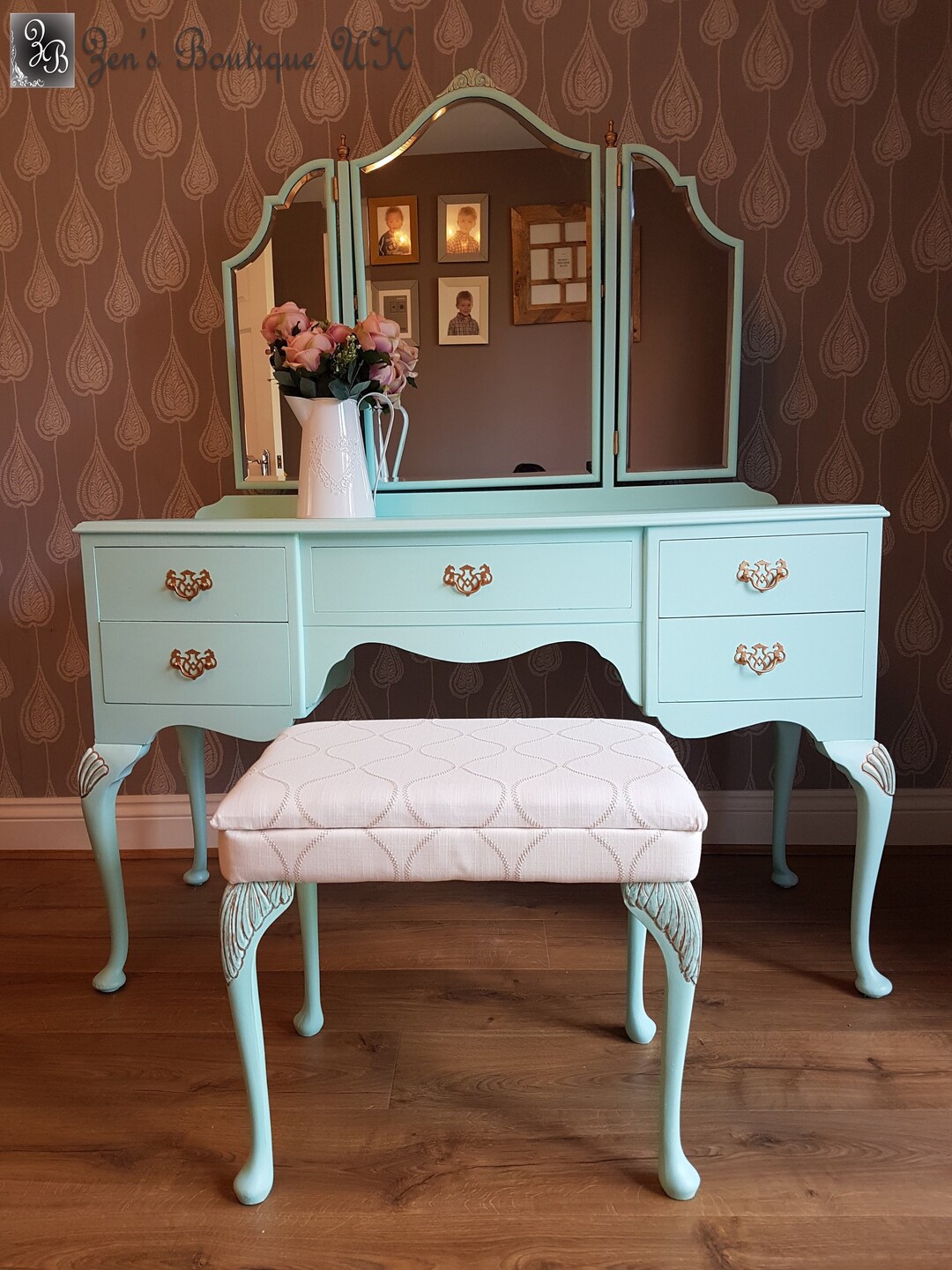 Blue on sale vanity desk