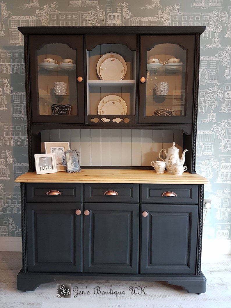 NOW SOLD. Welsh Dresser,black Painted Kitchen Storage, Farmhouse