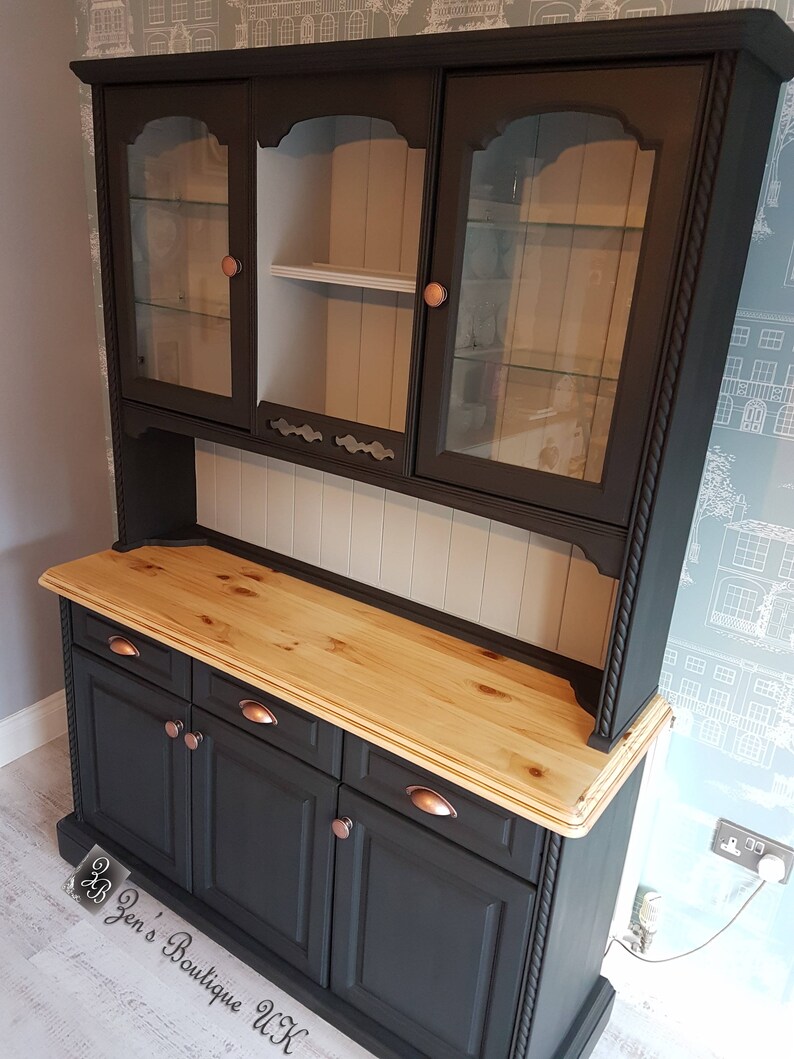 NOW SOLD. Welsh Dresser,black Painted Kitchen Storage, Farmhouse