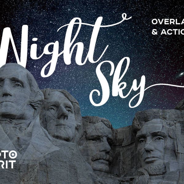 Nachtsternenhimmel-Hintergrund Photoshop-Overlays Aurora Borealis, Milchstraße, Galaxie in JPG mit schnellen Aktionen, Texturpaket-Download