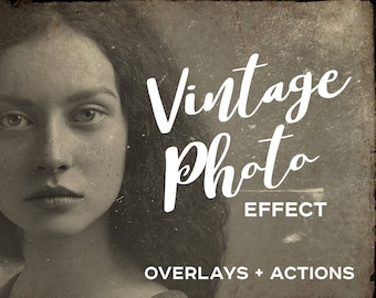 Old Vintage Looking Photo Effect Overlay Photoshop Actions — Download Package of Overlays in with Actions, Photo Collection, Texture Pack