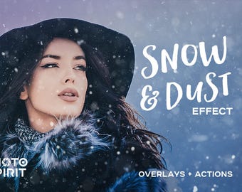 Laden Sie die Schnee und Staub-Effekt-Overlays Photoshop Actions — Pack von Textures in JPG mit schnellen Aktionen, Fotosammlung
