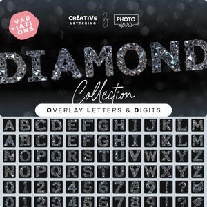 Colección de superposiciones de letras de cristal de diamante: un alfabeto lujoso y brillante para diseños elegantes y de alta gama.