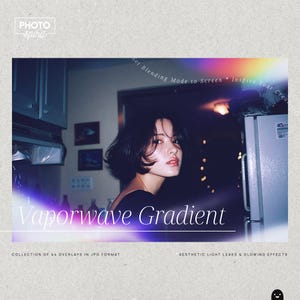 Vaporwave Gradient Overlays: Retro Photo Editing, Graphic Design (44 JPG Digital Download)