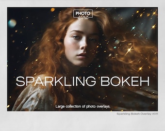 Effet bokeh scintillant de superposition de photos Actions Adobe Photoshop, effet flou artistique, cercles défocalisés éclatants, stries lumineuses chatoyantes, design photo.