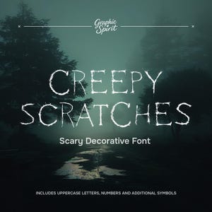 Creepy Scratches Font: Spooky Distressed Typeface (Digital Download)