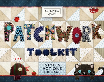 Patchwork Photoshop-lagerstilar: Verktygssats för tygstruktur (digital nedladdning)