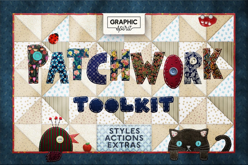 Patchwork Photoshop-lagerstilar: Verktygssats för tygstruktur (digital nedladdning) bild 1