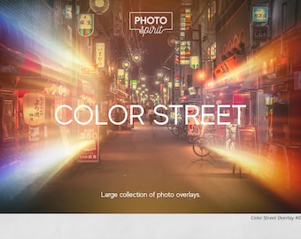 Color Street Photo Overlay Effect Adobe Photoshop Actions, Aesthetic Light Effects, Colorful Light Leaks, Style, Photo Design.