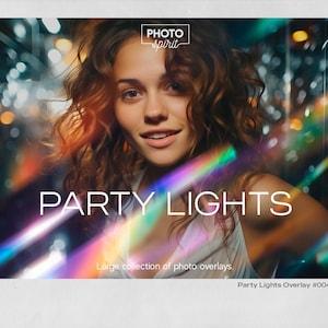 Party Lights Photo Overlay Effect Adobe Photoshop Actions, Aesthetic Light Effects, Colorful Light Leaks, Rainbow Light, Style, Photo Design