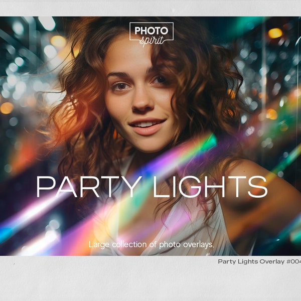 Efecto de superposición de fotos de luces de fiesta Acciones de Adobe Photoshop, efectos de luz estéticos, fugas de luz coloridas, luz de arco iris, estilo, diseño fotográfico