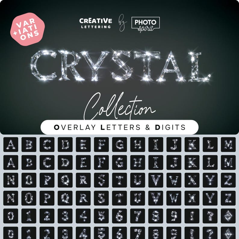 Sparkling Crystals Letters Overlays Collection – Dazzling Alphabet Set ...