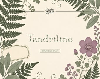 Tendriline Delicate Botanical Serif Font for invitations, beauty branding, packaging, book covers