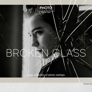Broken Glass Photo Aesthetic Black Lines JPG and PNG Overlays Adobe Photoshop Actions, Cracked Glass Effect, Style, Photo Design.