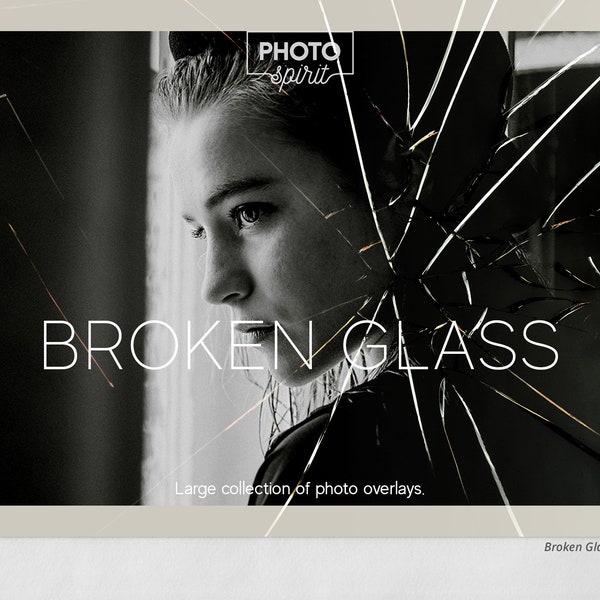 Broken Glass Photo Aesthetic Black Lines Overlays Adobe Photoshop Actions, Cracked Glass Effect, Style, Photo Design.