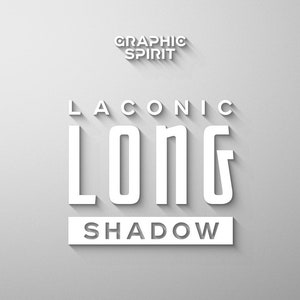 Peut inclure: Une conception graphique avec les mots "LACNIC LONG SHADOW" en blanc, en gras, avec un effet d'ombre portée. Le texte est placé sur un fond gris clair, avec les mots "GRAPHIC SPIRIT" en haut.
