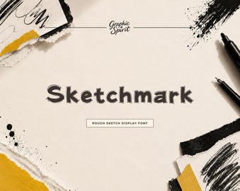 Sketchmark Cut-Paper Sketch Display Font for zines, editorial posters, handmade branding, packaging