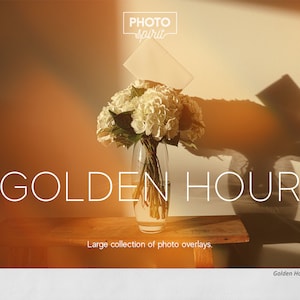 Golden Hour Overlays with action for Photoshop. Soft Sunlight, Sunshine Effect, Sun Overlay, Light Leaks, Art, Style, Photo Design.