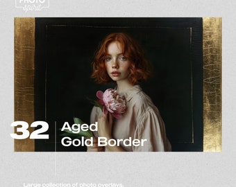 Aged Gold Border Photo Overlays: Vintage Photoshop Effects