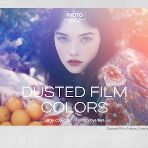 Dusted Film Colors Photo Overlay Effect Adobe Photoshop Actions, Vintage Pastel Soft Gradient, Retro Light Leaks, Colorful Photo Design.