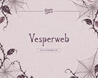 Vesperweb Gothic Spiderweb Serif Font for Halloween invitations, book covers, packaging, posters