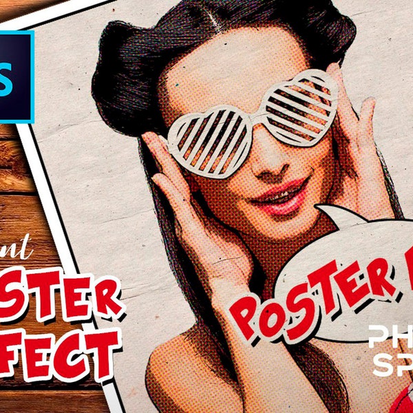 Instant Poster Effect PSD Template - Comics Effects Photoshop for Photo, Print Effect, Cartoon Effect, Retro, Vintage Effect, Smart Layers.