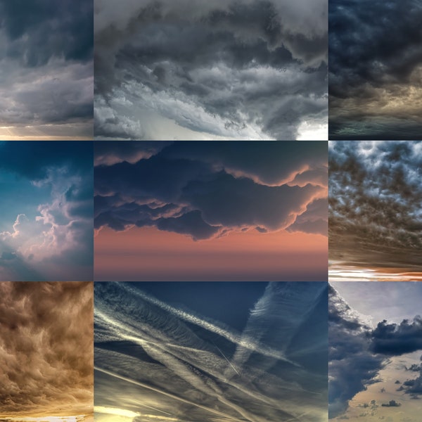 Dramatic Sky Replacement Pack for Adobe Photoshop - Dramatic Sky Effect, Dramatic Overlays, Thunder Sky, Overcast Sky, Gloomy Sky.