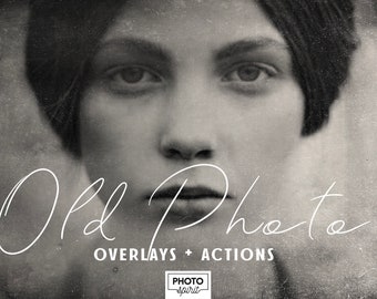 Old Photo Effect Overlays + Actions — Download Vintage Black and White Looking Textures, Photo Collection, Photography Pack for Photohop